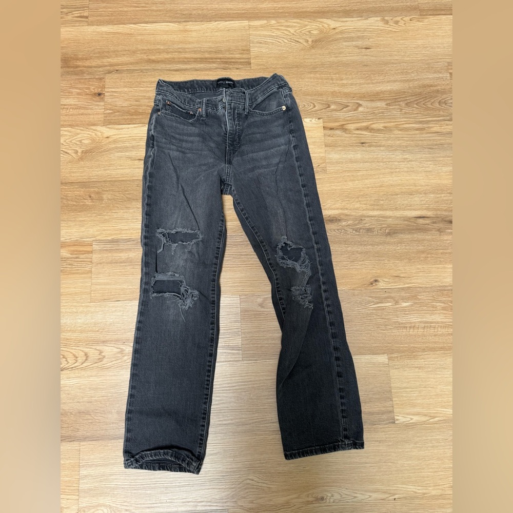 Lucky Brand Black Distressed Straight Leg Jeans